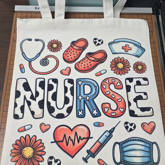 Colorful Nurse Themed Tote Bag - Picture 1 of 1